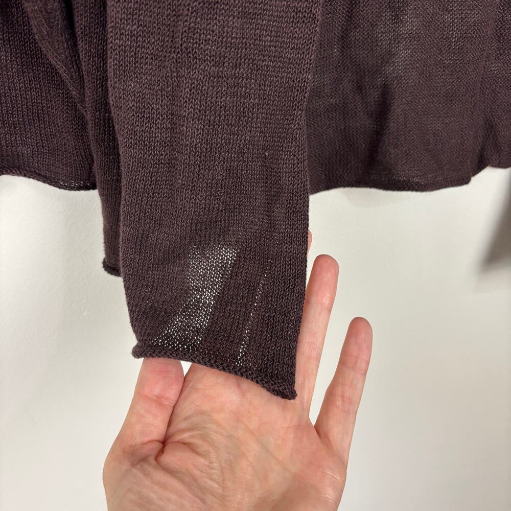 Eileen Fisher Chocolate Brown 100% Linen Cardigan *no size* approx XL - Picture 6 of 8